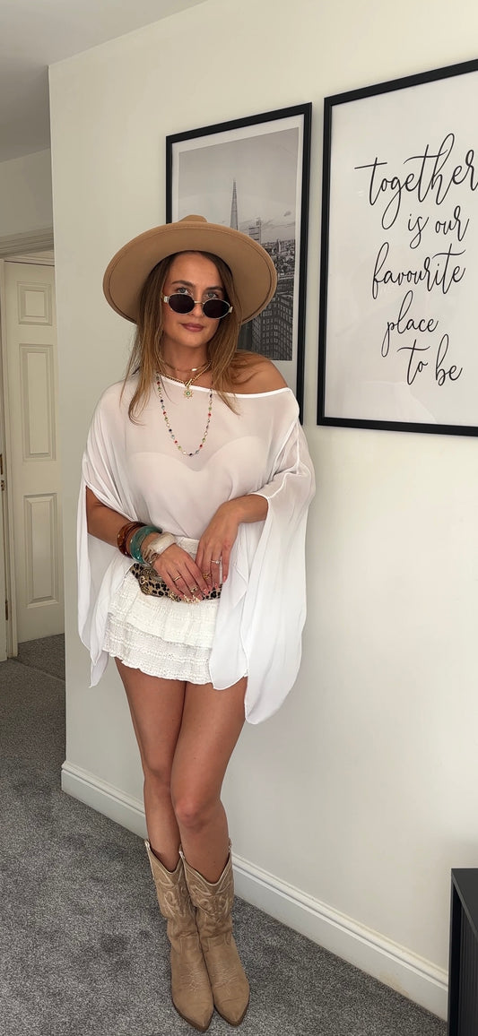 ELLEN BATWING SHEER BLOUSE